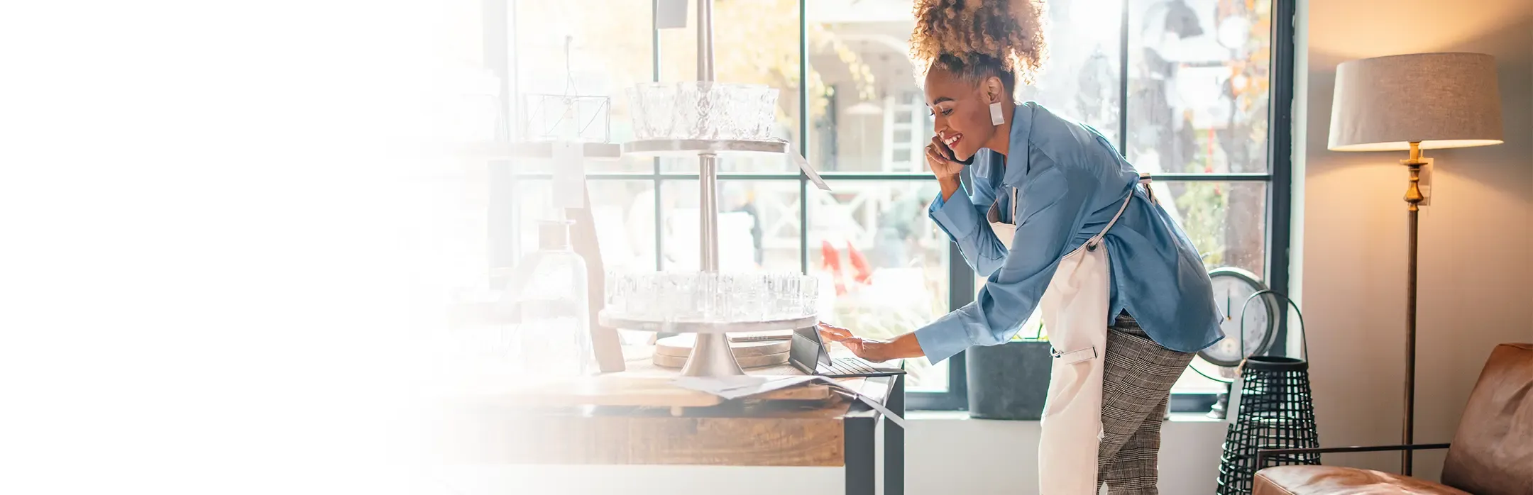 smiling business woman talking on a phone
